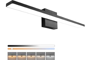 Ralbay 5 Color Temperature Dimmable LED Modern Bathroom Vanity Light Bar 24inch 16W Matte Black Modern Acrylic Bathroom Wall Lighting Fixtures Over Mirror