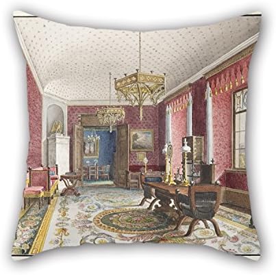 Artistdecor Oil Painting Friedrich Wilhelm Klose - The Red Room, Schloss Fischbach Pillowcase 16 X 16 Inches / 40 By 40 Cm For Boy Friend,Boys,Play Room,Pub,Kitchen,Husband With Twice Sides