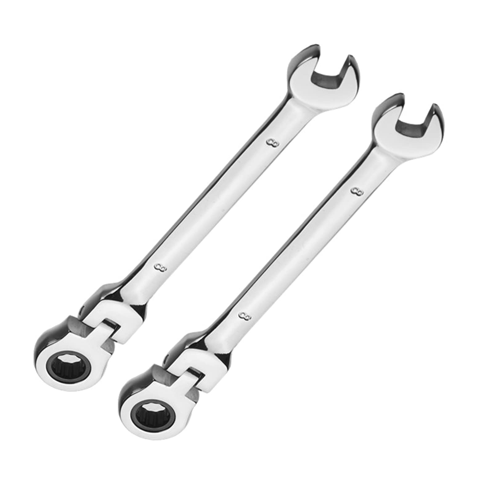 Vokenforu 8mm Ratchet Spanner,2 PCS Ratcheting Combination Wrench, Flex-Head Hardened Chrome Vanadium Steel Open End Spanner Metric — image 1