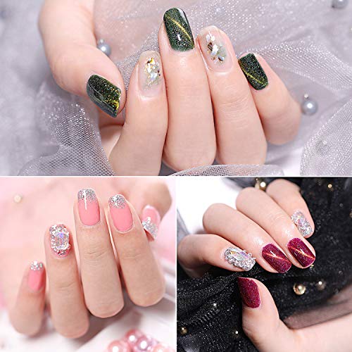 48 Bottles 10800pcs Nail Art Rhinestones Nail Crystal Gems Nail Diamonds, Gold Silver Pink Nail Art Studs Nail Sequins Rhinestones Glitter for Nails Kit with Tweezers for Nail Art Supplies Accessories