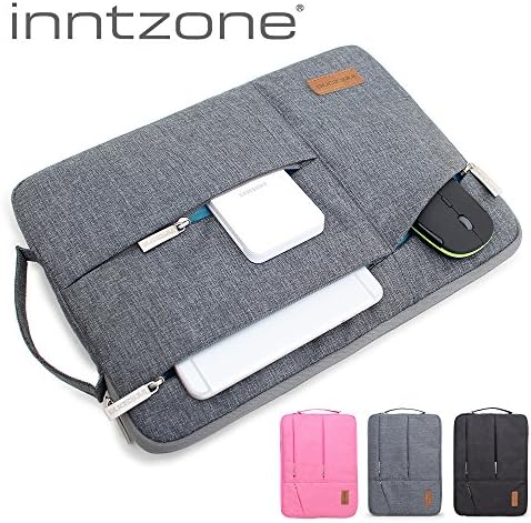 INNTZONE Multi Organizer 4 Pockets Laptop Sleeve Case 14inch~15.4inch GREY [All-in-one and Handle type] Waterproof Shock Absorption Clutch bag Business Suitcase file
