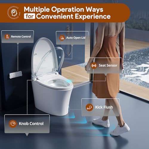 Uncle Brown ST12U Smart Toilet, ADA Height Bidet Toilet with Auto Open & Close Lid, 1000g MaP Flush Score, Foam Shield, PlasmaClean Technology, Hygienic Water Cleanse, Heated Seat & Warm Air Dryer