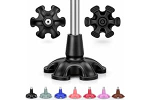 supregear Cane Tip - Self Standing 6 Prong Support Rubber Base for Walking Stick & Cane - Heavy Duty Foot Pad for Offset Quad