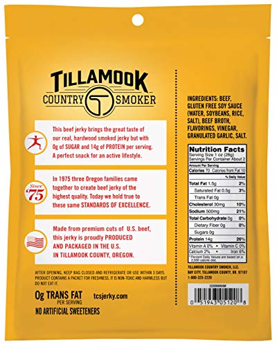 Tillamook Country Smoker Zero Sugar Original Keto Friendly Beef Jerky, 2.2 Ounce (Pack of 1)