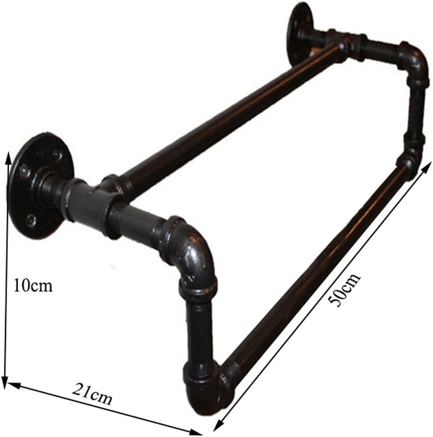 LH-Wall Rack Estante de Pared para tubería de Agua Retro de Madera Maciza para baño o Sala de Estar. Toallero de Estilo Industrial Vintage (Negro)