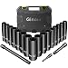 Ginour 1/2-Inch Drive Deep Impact Socket Set,19-Piece,Metric, CR-V, 6 Point, 8mm - 24mm,16-Sockets