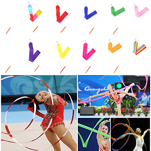 Kangnice 4M Dance Ribbon Gym Rhythmic Art Gymnastic Ballet Streamer Twirling Rod (Blue)
