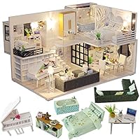 CUTEBEE Dollhouse Miniature with Furniture, DIY Dollhouse Kit Plus Dust Proof and Music Movement, 1:24 Scale Creative Room Idea M21