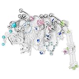 Dangle Belly Button Rings - 10 Pack Classy Dangle - 14ga 316L Surgical Steel