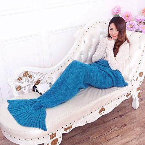 Interlinkgroupck Linkspe Crochet and Mermaid Tail Blanket, 75 Inch X35 Inch - lake blue