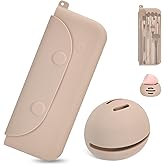 COOL-ANGLE Silicone Makeup Brush Holder And Beauty Sponge Case, Travel Makeup Brush Case With Magnetic Closure, Makeup Sponge