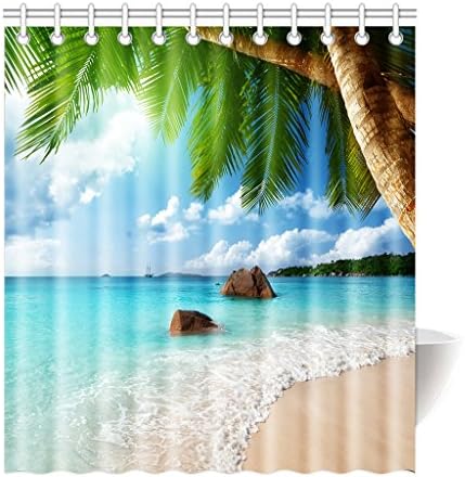 Violetpos Duschvorhang Strand Palme Dekor Hochwertige Qualitat Badezimmer 120 X 180 Cm Amazon De Kuche Haushalt