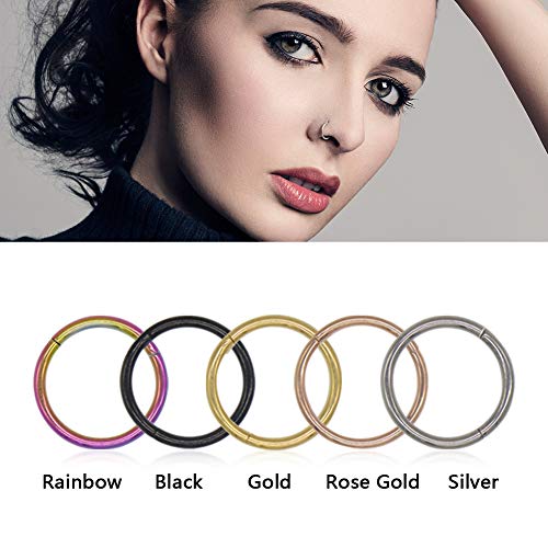 Nose Ring Hoop G23 Titanium Body Piercing Jewelry for Women Girls(Silver, 1.0×10)