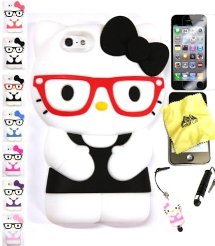 Bukit Cell ®: Black 3D Hello Kitty (with Glasses) Silicone Case