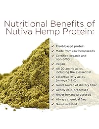 Polvo de proteína de cáñamo Nutiva Hi Fibre, 16 oz