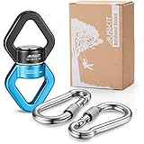 AusKit Swing Swivel, 30 KN Pulley, Safest Rotational Device Hanging Accessory with Carabiners (Black/Blue)
