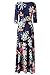 Kranda Women's Paris Bohemian 3/4 Sleeve Faux Wrap Maxi Dress