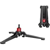 Manbily Mini Tripod Base for Monopods, 3/8" Screw Desktop Tripod with Three Feet, Monopod Stand Support, Travel for Ball Head/Fluid Head DSLR Camera Camcorder, Tilt 20&deg; &amp; Rotate 360&deg; (Red)