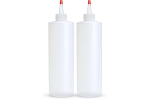 BRIGHTFROM Empty Squeeze Bottles 16 OZ, 2 PACK Squirt Containers with Red Top, BPA Free for Condiments, Syrup, Ketchup, Sauces, Dressing, Oil, Honey | Arts and Crafts - Leak Proof - Kitchen