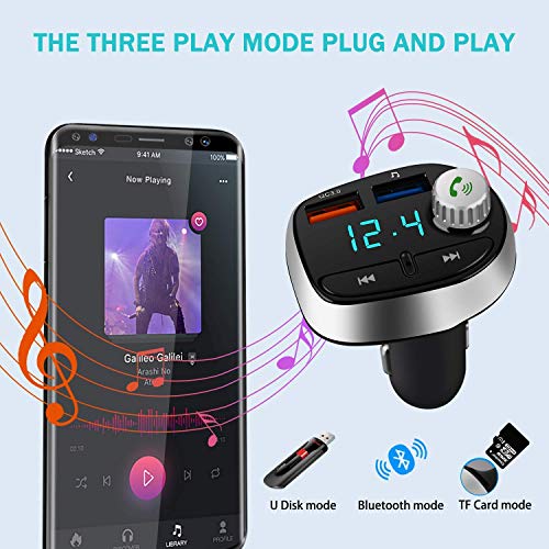 Bluetooth 5.0 FM Transmitter for Car, ACLIN QC3.0 Wireless Bluetooth FM