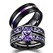 LOVERSRING Couple Ring Bridal Set His Hers Women Black Gold Plated CZ Men Tungsten carbide Wedding Ring Band Set