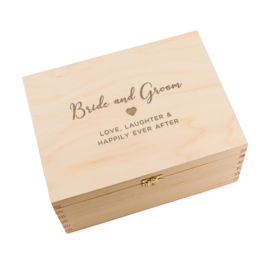 Wedding Keepsake Box For Bride And Groom - Newlywed Gifts - Wedding Gifts For The Couple - Wooden Memory Box