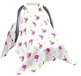 Baby Car Seat Covers To Protect From Bugs & Dust. XL Soft Muslin Cotton Car Seat Canopy For Baby Shower Gifts For Newborn Infant Girls.