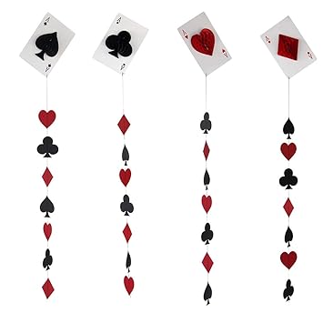Phenovo 4 Set Casino Hanging Decorations Playing Card Honeycomb