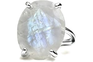 Anemone Jewelry Beautiful Rings - Moonstone Ring in 925 Sterling Silver - Oval Rings for Women - Gift for Sister, Mom, Friend