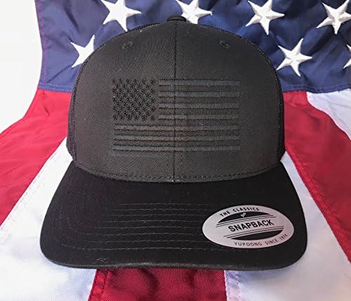 Free Personalization, Blacked Out American Flag Embroidered Hat