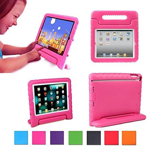 iPad Air Case, iPad Air Cover, DeeMall Multi Function Child/Shock Proof Kids Cover Case with Stand/Handle for Apple iPad Air/iPad 5 Tablet - !Rose Pink