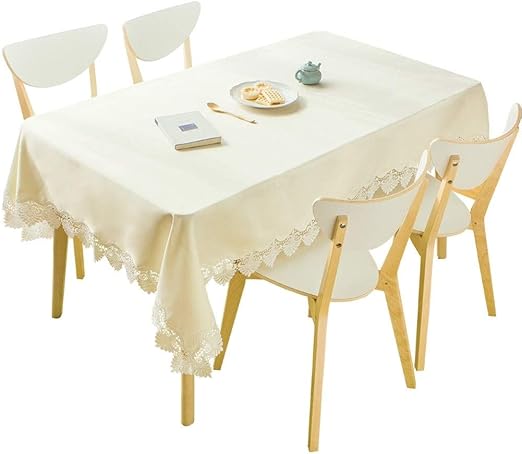 Amazon Com Tablecloth Lace Side Round Table Tablecloth European Pastoral Waterproof Fabric Tablecloth American Solid Color Tablecloth Rectangular Coffee Table Cloth Color Beige Size 90145cm Home Kitchen