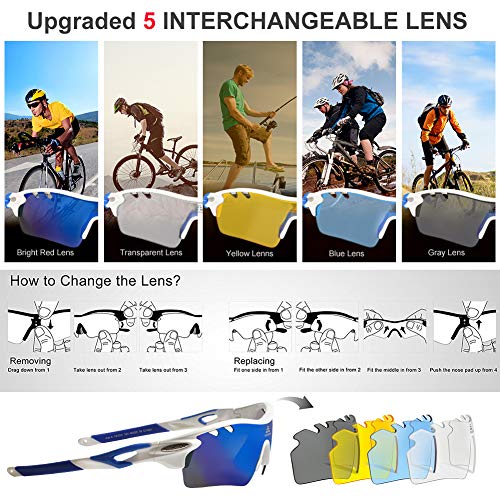 HODGSON Polarized Sports Sunglasses for Men Women with 5 Interchangeable Lenses - Thumbnail 3