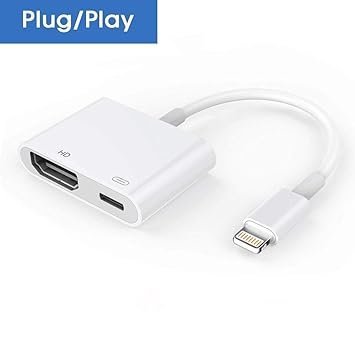 HDMI Adapter for Phone, 1080P Digital AV Adapter HDTV Sync Screen HDMI Connector for Phone XS/XR/X/8/7/6/5 Series/Pad Air/Min