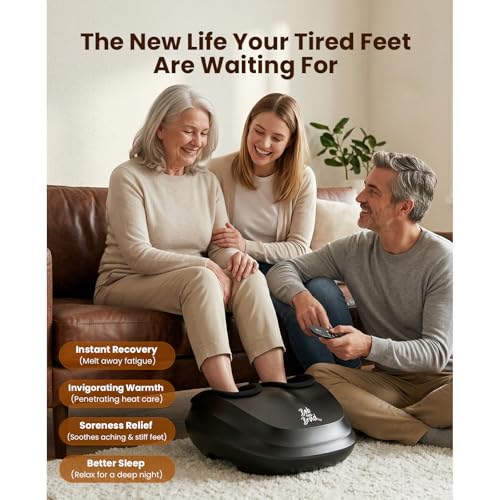 Bob and Brad Lite Foot Massager with Heat, Shiatsu Feet Massager for Plantar Fasciitis, Electric Foot Massagers Deep Kneading, Compression,Circulation- Remote Control, Gifts for Men Women