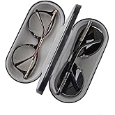 RURAUOGR Double Glasses Case Hard Shell Dual Eyeglasses Case Protective for 2 Pairs of Glasses (Not Suitable for Sunglasses)