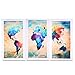 Framed Canvas Prints Map Art, NLEADER Wall Art Prints- 3 Pieces- World Map 120x80 cm( 47.2x31.5 in), Simple Can Be Assembled Wooden Frame, You Can Hang on The Wall
