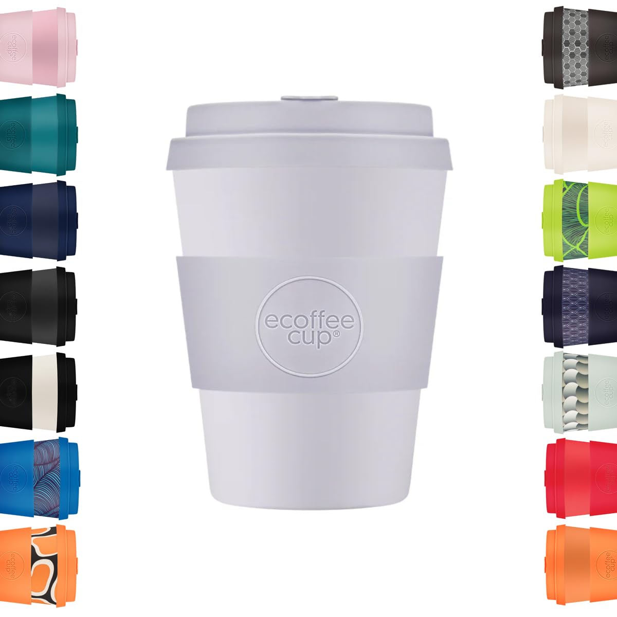 Ecoffee Cup 12oz 350ml Reusable Eco-Friendly 100% Plant Based Coffee Cup with Silicone Lid & Sleeve - Melamine Free & Biodegradable Dishwasher/Microwave Safe Travel Mug, Glittertind