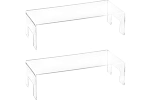 Frcctre 2 Pack Clear Acrylic Display Risers, 12"x5"x3.3" Thick Acrylic Display Stand Showcase Fixtures for Jewelry, Acrylic D