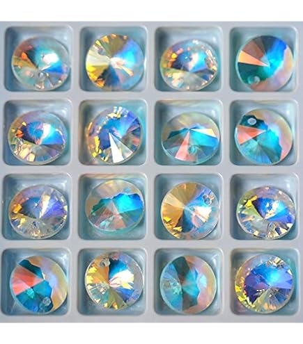 Mixed Color AB Elements Crystal Glass Rivoli Loose Beads...