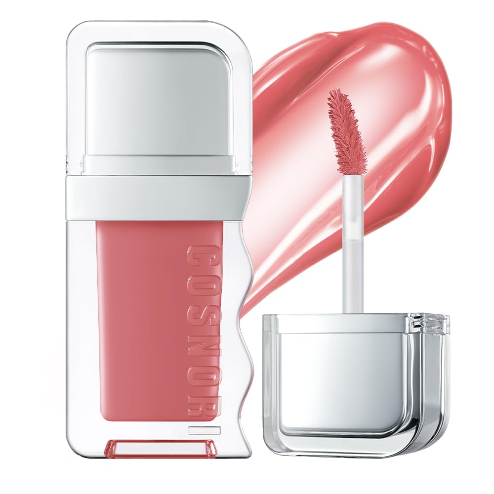 Photo 1 of COSNORI Flow Wave Lip Tint - Vegan Glassy Lip Gloss, Lightweight & Long-lasting, Plant-derived Oil Moisturizer, K-Beauty (11 PEACH ROSE)