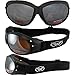 Global Vision Motorcycle ATV Dirt Bike Riding Sunglasses 2 Pair Clear Mirror and Driving Mirror Lenses
