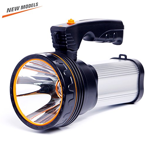 ROMER LED Rechargeable Handheld Searchlight High-power Super Bright 9000 MA 6000 LUMENS CREE Tactical Spotlight Torch Lantern Flashlight (Silver)