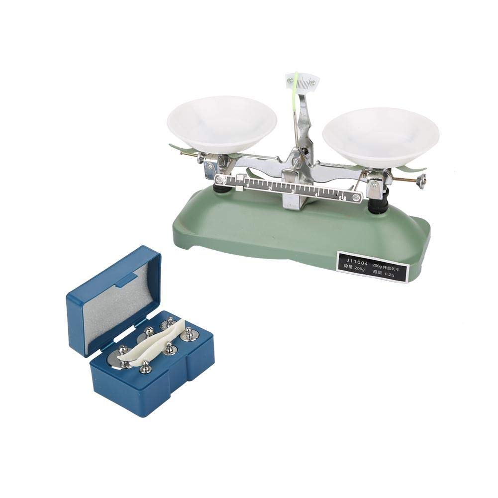 July Summer Gifts 200g/0.2g Mechanical Tray Balance Scale with Chemical Physics Laboratory Teaching Tool with Tray Balance,Tweezers and Various Weights