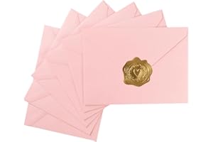 TOPERD 50 Pack A7 Colorful 5x7 Envelopes V Flap Invitation Envelopes for 5x7 Cards, Birthday, Weddings, Graduations, Greeting Cards, Baby Shower 5.24 x 7.24 Inches (Pink)