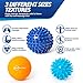 Foot Massage Ball Set - Spiky Massager Balls for Deep Tissue, Trigger Point, Feet, Back, Hand, Muscles, Myofascial, Plantar Fasciitis That Massages Away Stress &Tension - Bonus: Reflexology Chart