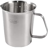 Newness Stainless Steel Measuring Cup, Metal Measuring Cup with Handle (Upgraded, 3 Marking Including Cup/ML/Ounce Scale), 16 Ounces (0.5 Liter, 2 Cup)