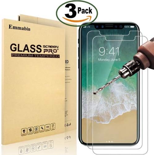 Emmabin [3 Pack] iPhone X Screen Protector, Emmabin 0.26mm 9H Tempered Shatterproof Glass Screen Protector Anti-Shatter Film for IPhone X ( iPhone 10 ) [3D Touch Compatible]