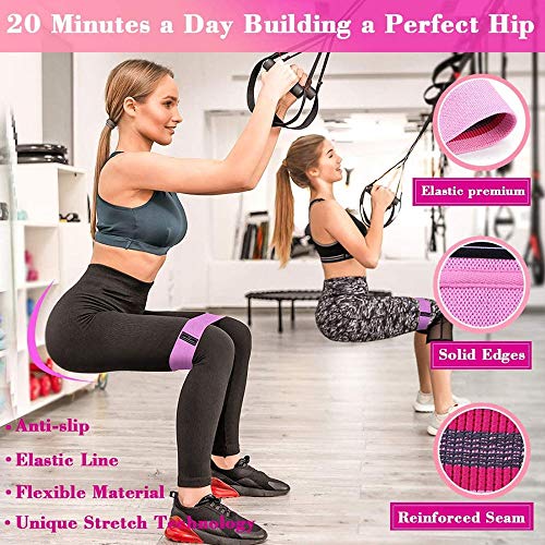 ANDSTON Resistance Bands for Legs and Butt, Non-Slip & Thicken Loop Booty Bands, 3 Resistance Levels Fabric Exercise Band Workout Bands Women Sports Fitness Band for Squat Glute Hip Training