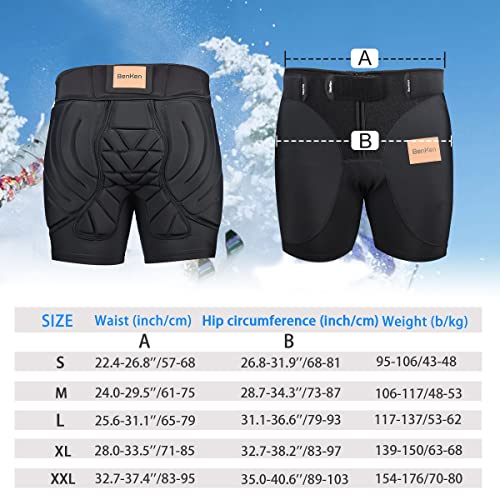 BenKen Butt Pads Snowboarding Impact Shorts Hip Protector for Men Women